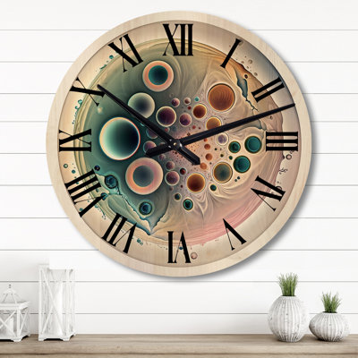 Soft Colored Cymatics Mandala III - Modern Geometric Oversized Wood Wall Clock