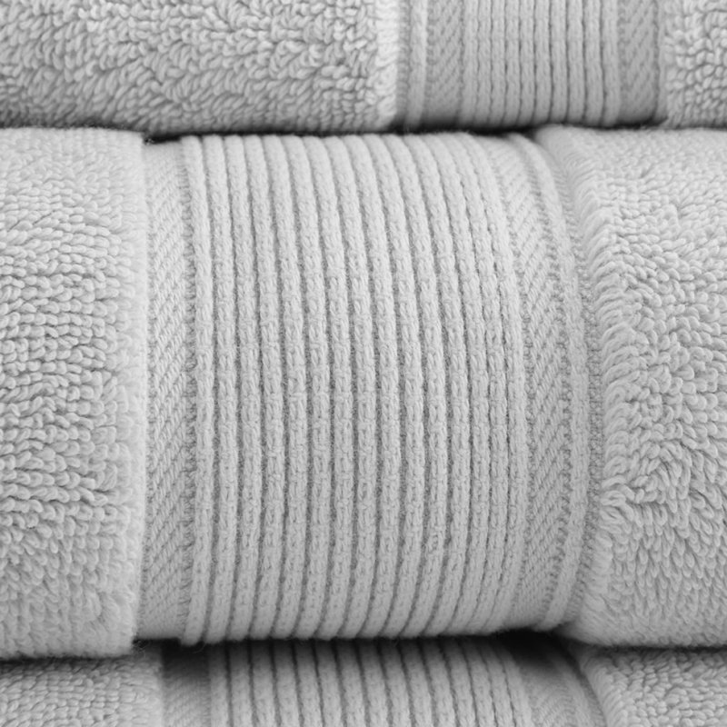 100% Cotton 8 Piece Antimicrobial Towel Set, Silver