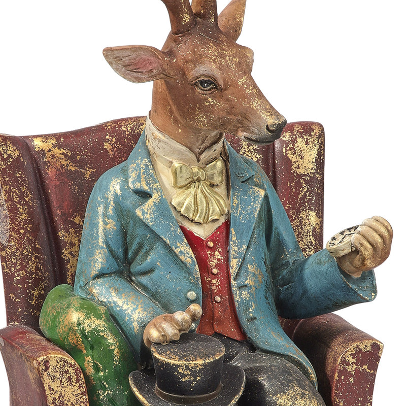 Cerf 9 po en résine avec chaise