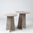 Travertine-Style Round Nesting Side Tables Modern Coffee Tables Set of 2