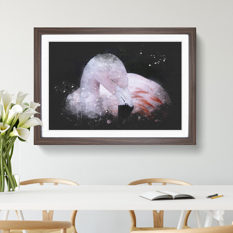 Pink Flamingo Vol.1 - Picture Frame Graphic Art, 27cm H x 36cm W x 2cm D, Walnut Framed