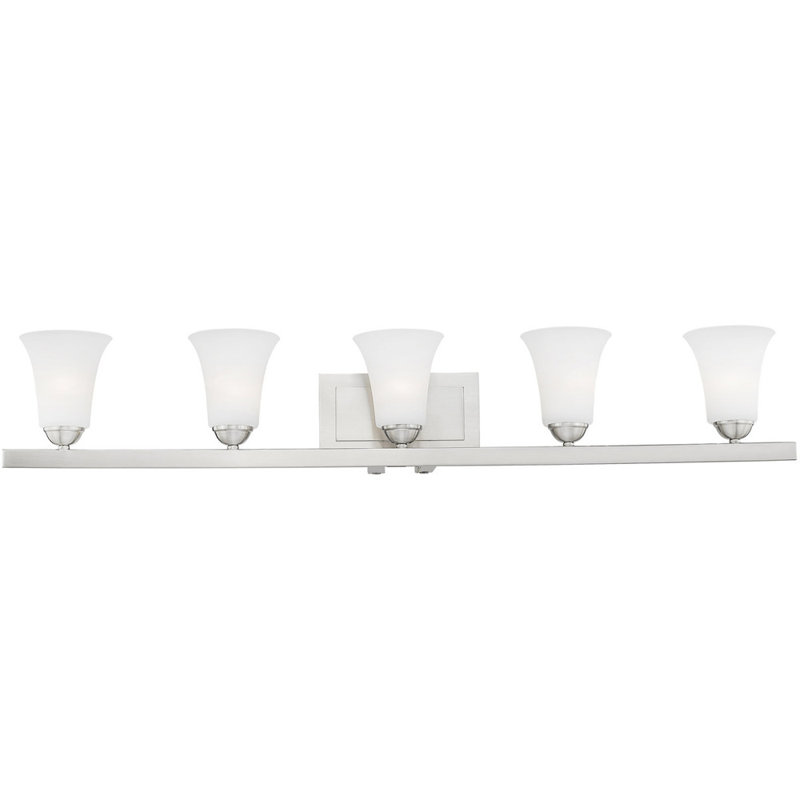 Ridgedale Brushed Nickel 5-Light Vanity with Satin Opal White Glass