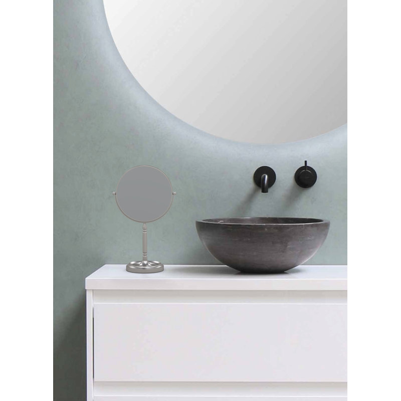 Brushed Nickel Magnifying Countertop Makeup Mirror