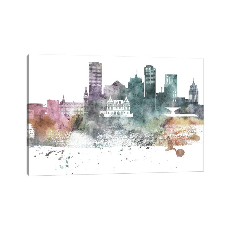 Milwaukee Pastel Skylines - Wrapped Canvas Print, 30.48cm H x 45.72cm W