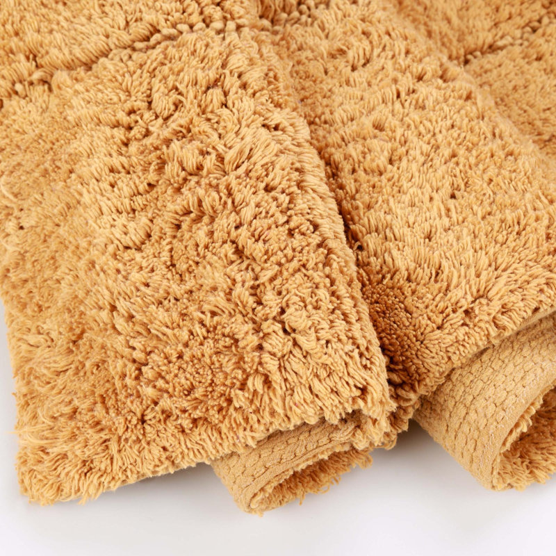  Brentwood Non-Slip Checkered 100% Premium Cotton Bathroom Rug Set, Rust