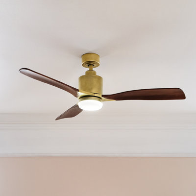 52-inch Natural Brass Ceiling Fan with Reversible Natural Brass/Cherry Blades