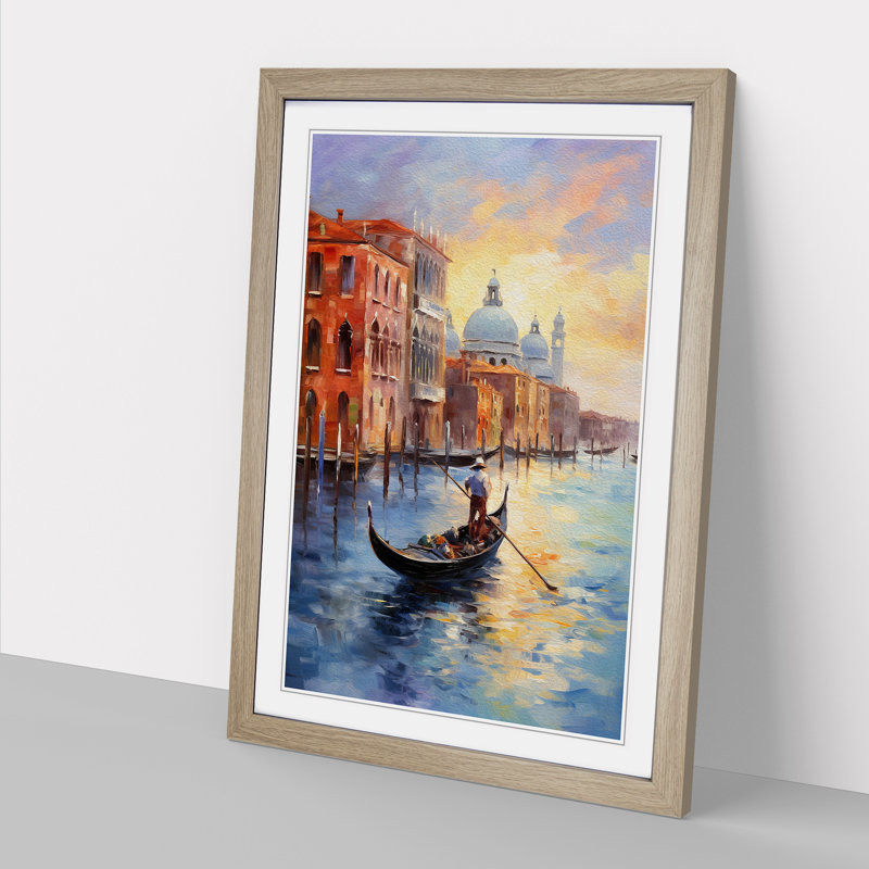 Venice Impressionism Art - Framed Print, 46cm H x 34cm W, Oak Framed