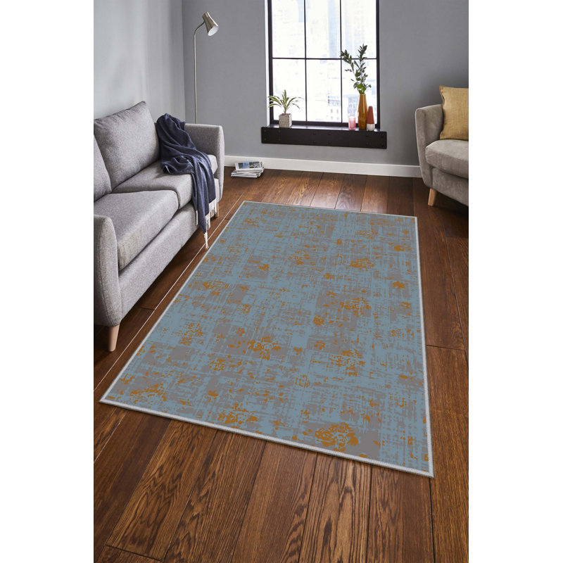 Stylish Woven Carpet (4.6 x 7.2 Feet), 100% Polyester, 0.4 in Pile Height | Antibacterial, Non-Slip Underside, Machine Washable | 3D Digital Print Design | Perfect for Living Room, Bedroom, & Dining Areas