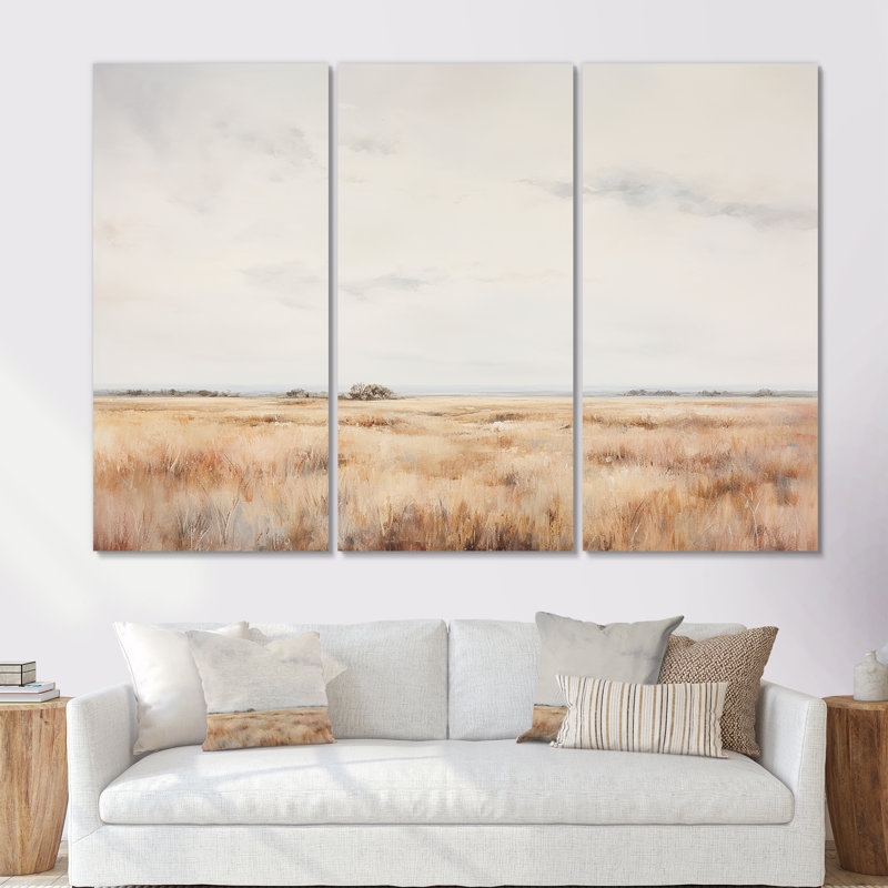 «Prairies Scenery Breeze Minimalisme», ensemble d'art sur toile prairies, H 28 po x l 36 po x P 1 po, Toile tendue