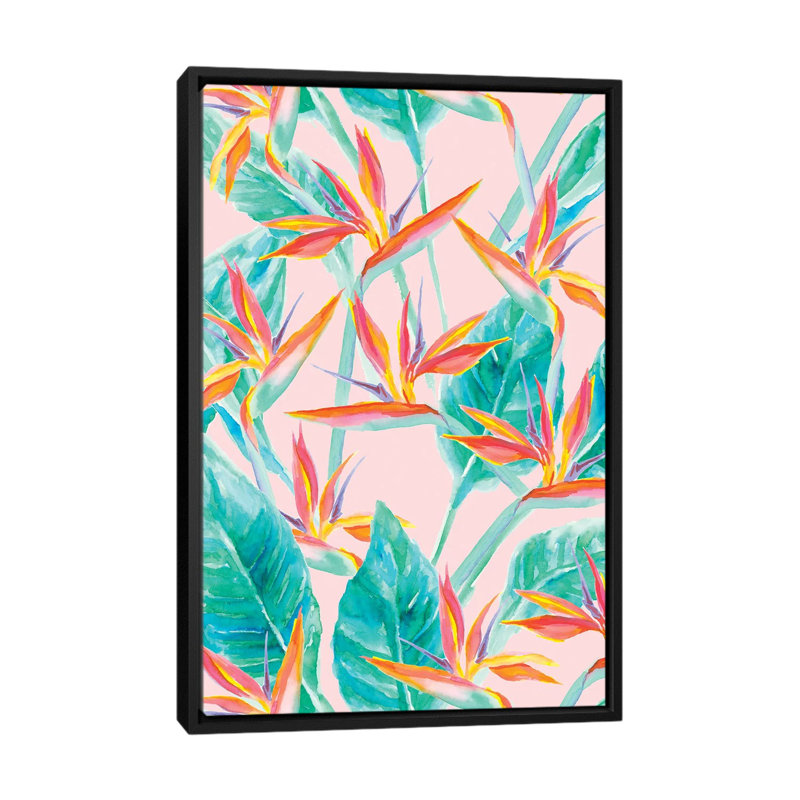 «Birds of Paradise», impression sur toile, H 48 po x l 32 po x P 1,5 po, Toile avec cadre noir, Pas de tapis