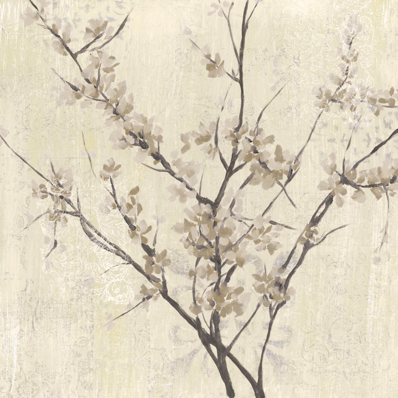 Neutral Blossoms On Cream I by Jennifer Goldberger - Wrapped Canvas Painting, 122cm H x 122cm W