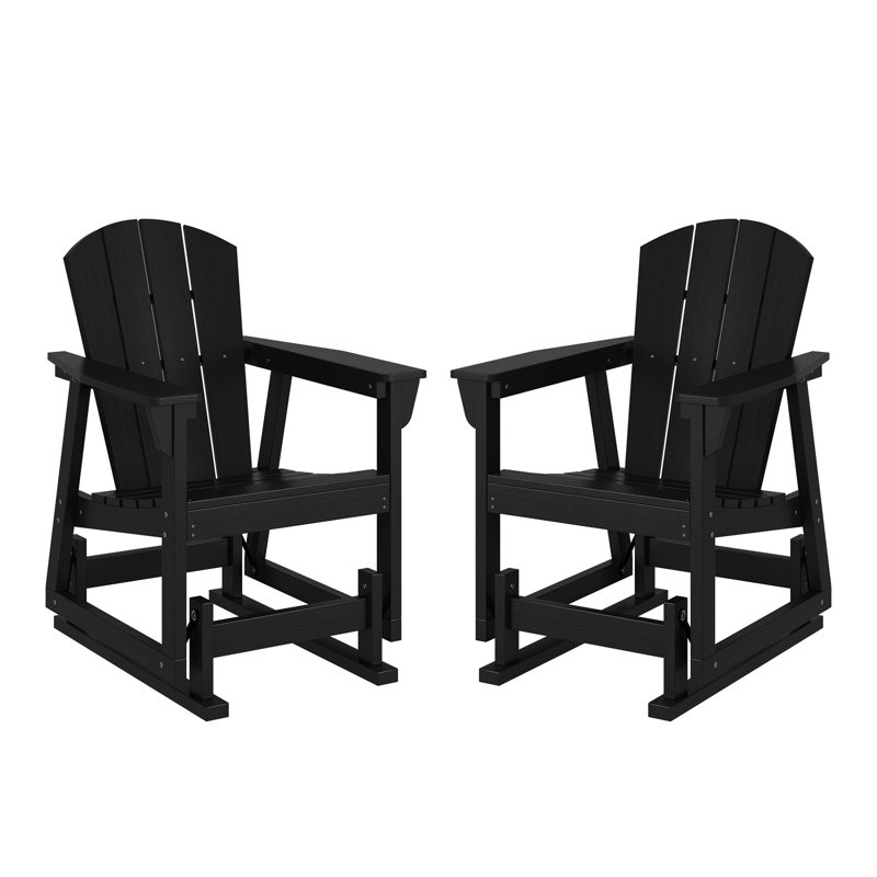 Fauteuil oscillant en PEHD Adirondack, Noir, 2