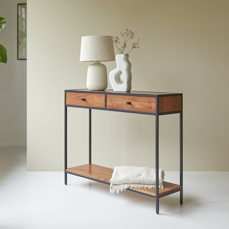 Agra 39.37'' W Solid Wood Console Table