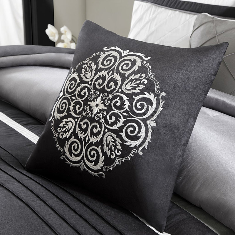 Ensemble d'édredon 7 pièces très grand gris, Édredon de très grande taille et 6 pièces suppl, Gris