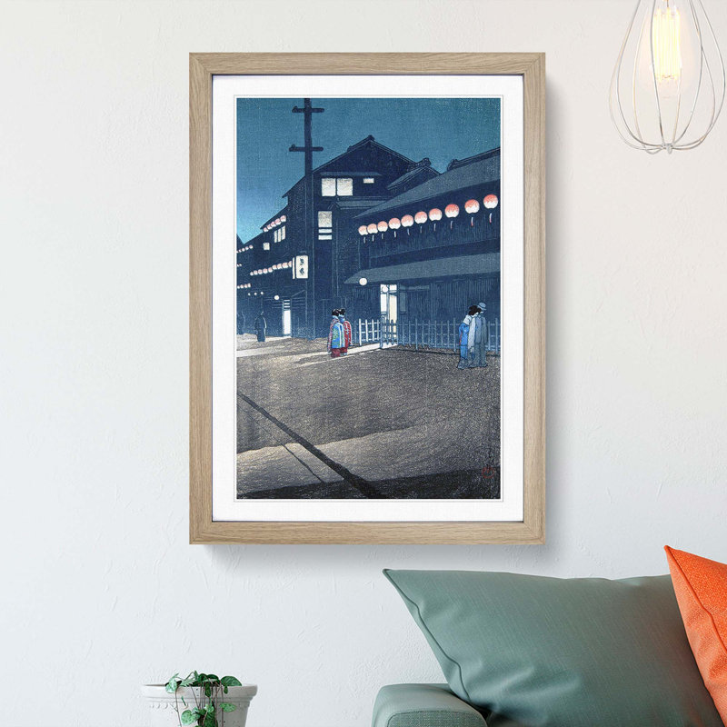 Evening by Hasui Kawase - Framed Print, 36cm H x 27cm W x 2cm D, Oak Framed