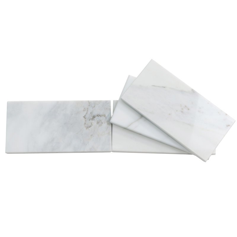 3" X 6" Polished Marble Tile, White