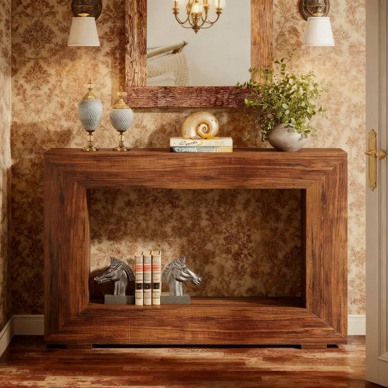 Console de 47 po en bois, canapé-lit long en bois étroit, console d'entrée de salon