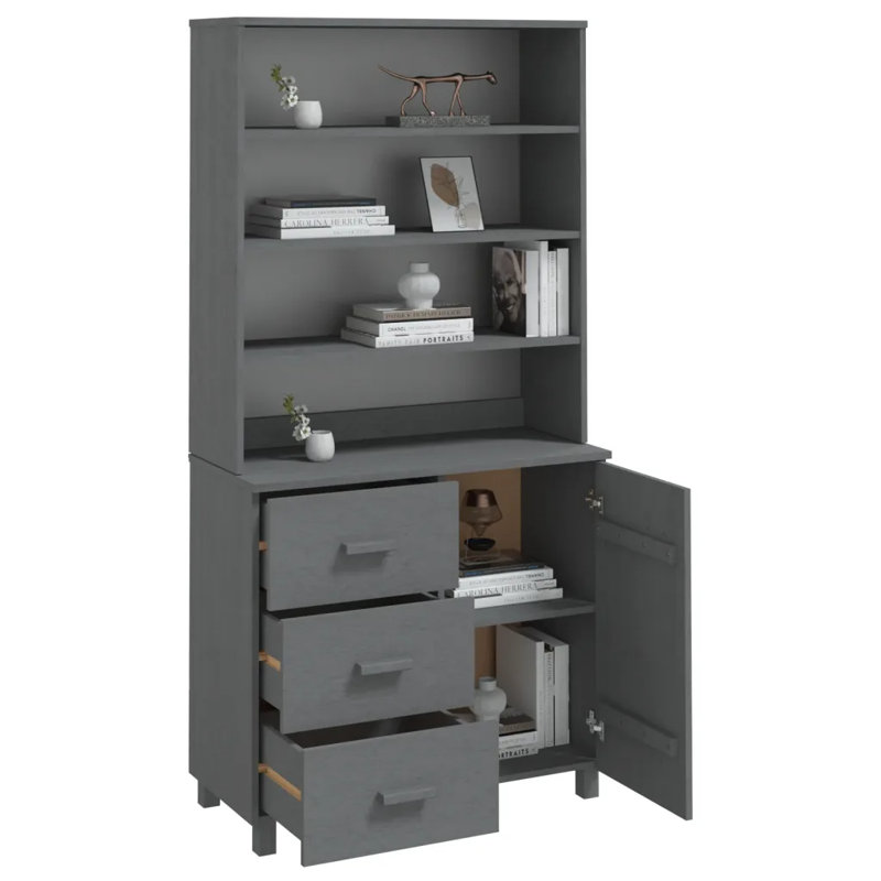 Haukea 90cm Solid Wood Sideboard, Dark Grey