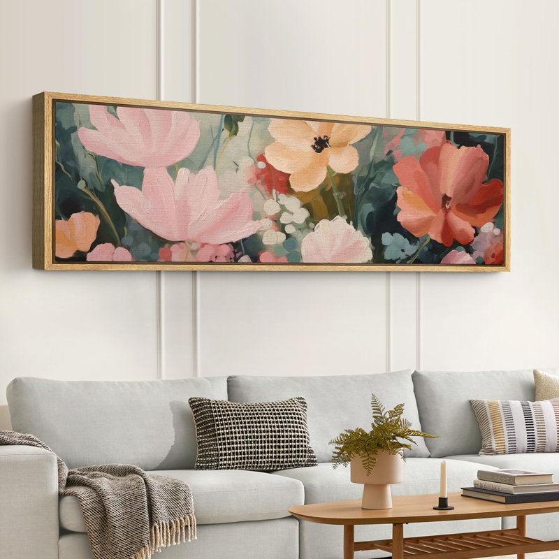 «Flower Blossom Vibrant Floral Bouquet Spring Flowers», reproduction sur toile, H 20 po x l 60 po, Naturel