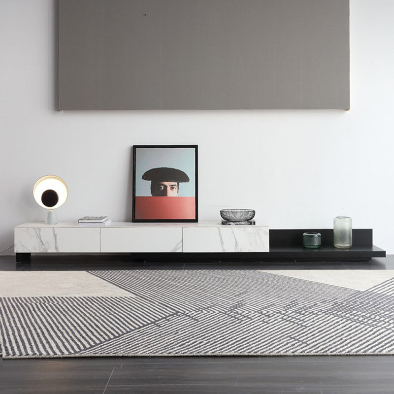Meuble télé télescopique minimaliste de style italien, H 11,81 po x L 141,73 po x l 15,75 po