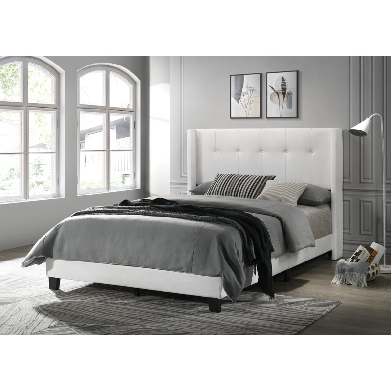 Arki Upholstered Wingback Bed, Twin, White