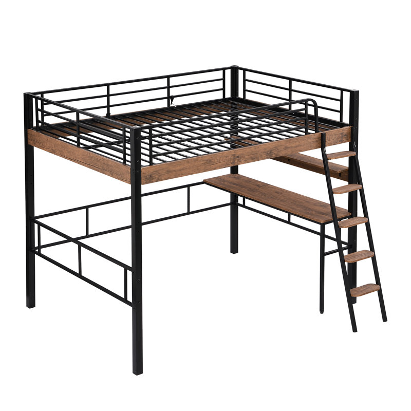 Lit mezzanine en métal avec bureau intégré
