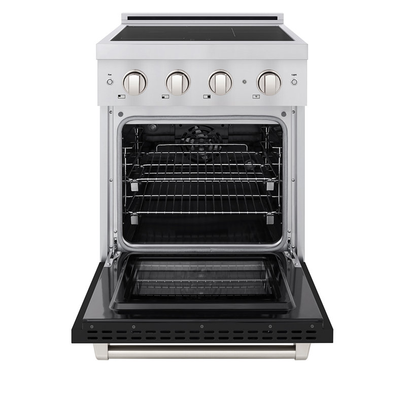 ZLINE 24 in. Paramount Induction Range with 3 Element Cooktop & Electric Oven w/ White Matte Door, Black Matte