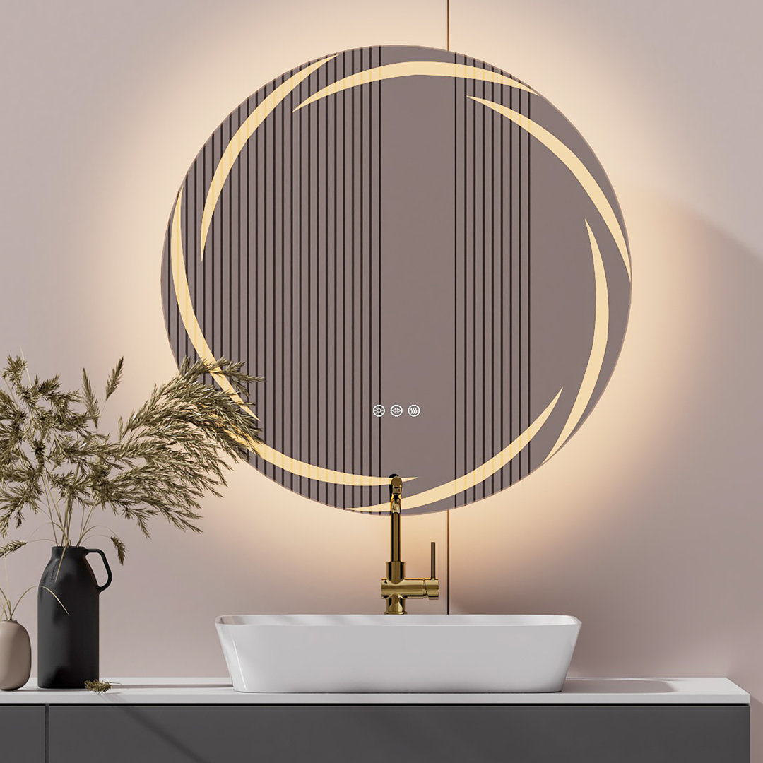 Keiara Round LED Wall Mirror Wrought Studio™ 