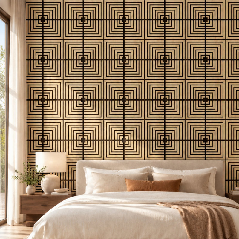23,6 po X 23,6 po Panneaux muraux décoratifs à lattes de bois 3D, Brun orangé