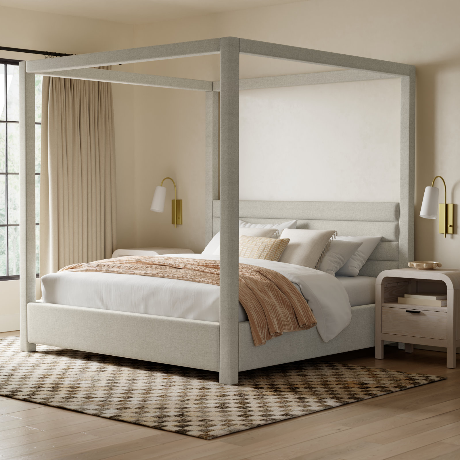 Herma Upholstered Canopy Bed, King