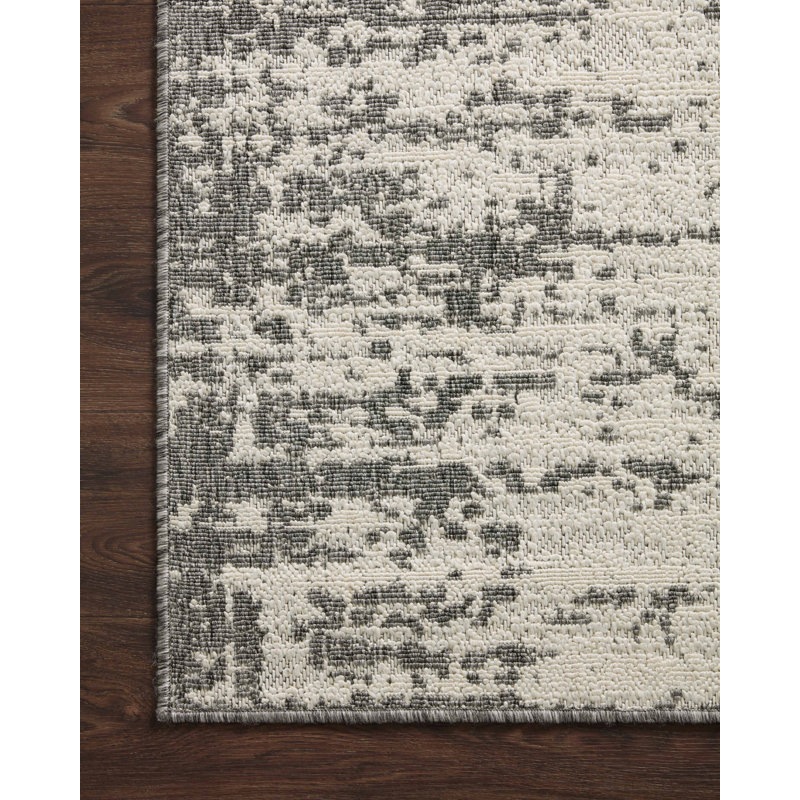 Aarre Abstract Ivory/Gray Indoor/ Outdoor Area Rug, Rectangle 3'11" x 5'11"