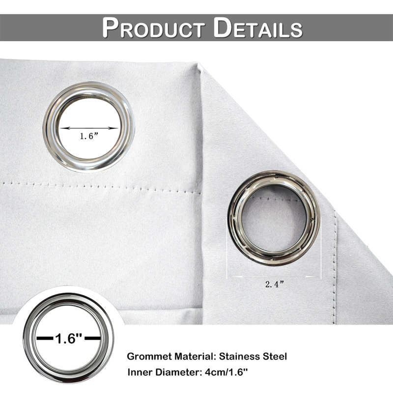 Outdoor Blackout Curtain Single Panel, White, 100" W x 84" L