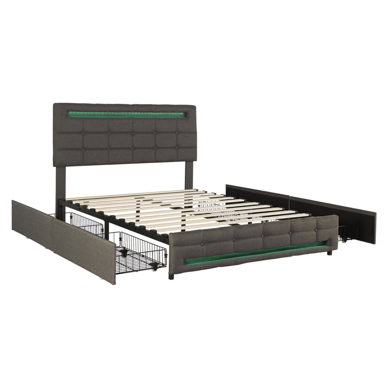 Daejhun Upholstered Storage Bed, Grey