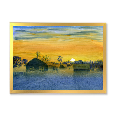 «Frosty Yellow Winter Morning In The Village», reproduction sur toile