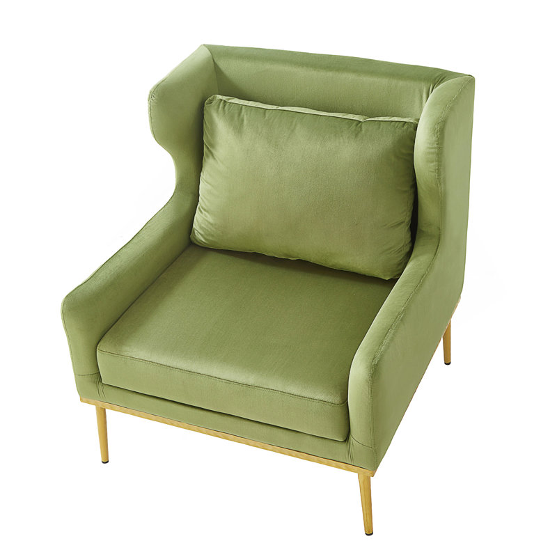 Modern Armchair Accent Chair With Curved Armrests, High-Density Foam, And  Upholstery For Comfort And Style, Green