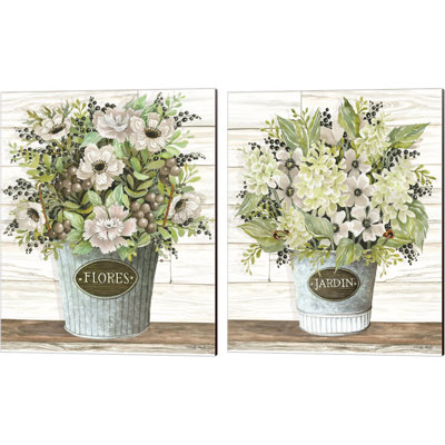 " Flores & Jardin Galvanized Bucket " 2 - Pieces