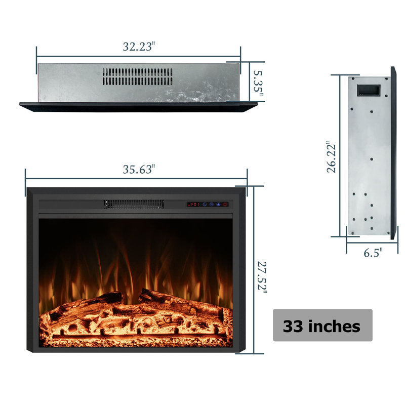 Electric Fireplace Inserts With Adjustable Flame Colors, Touch Screen & Remote, Recessed Wall Mounted, 750/1500w, Timer