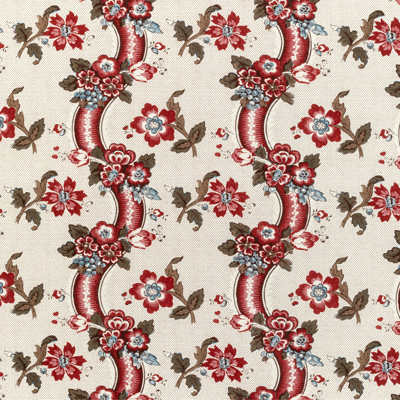 Benday Print Fabric, Red/Blue