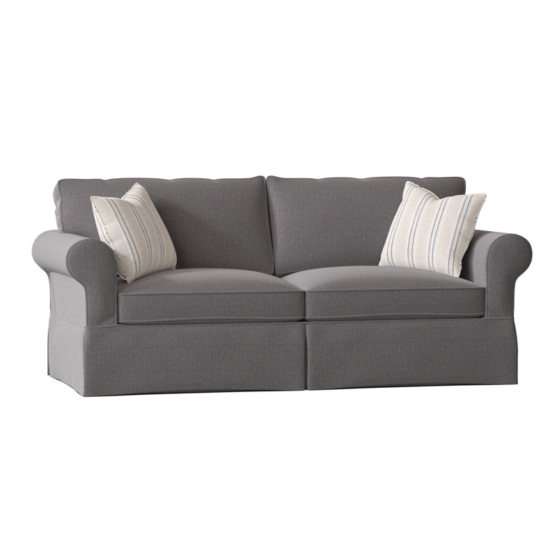 Lit-couchette à accoudoirs arrondis avec coussins réversibles de 84 po Kingsbridge, Océan Macarena, Campanule Fowler