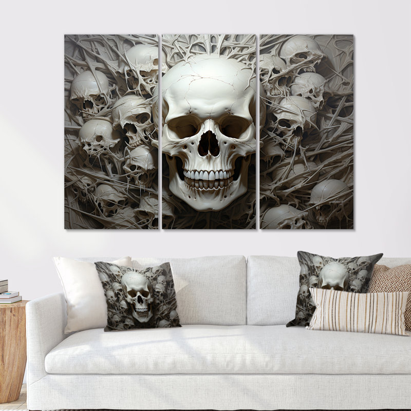 «Skeletal Elegance II», ensemble d'art mural crâne, H 32 po x l 48 po x P 1 po