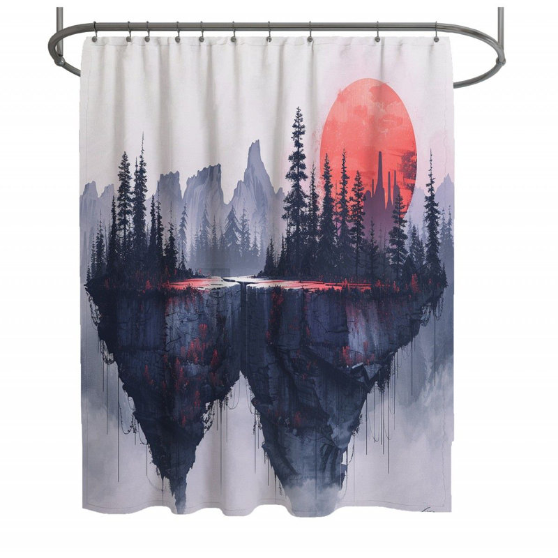 Rideau de douche Floating Island - Fantasy Bathroom Decor_13456, H 93 po x l 70 po