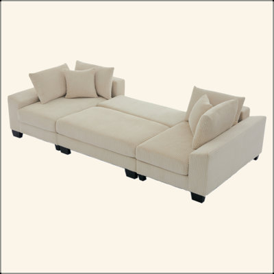114" Sleeper Sofa,U Shaped Sofa , Pull Out Bed,Convertible Oversize 2 In 1 Sleeper Sofa, Living Room,Upholstery Sofa Bed,Adjustable Sleeper Sofa,Corduroy