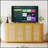 64-Inch Wave Shaped TV Stand, Rounded Corner Sideboard, Storage Cabinet With Rattan Doors For Modern Living