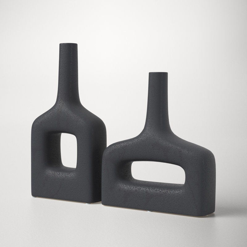 Black Ceramic Novelty Table Vase Set