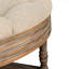 Grande table basse ronde avec repose-pieds imperméable surdimensionnée à 2 niveaux avec capitonnage à boutons et tablette en bois