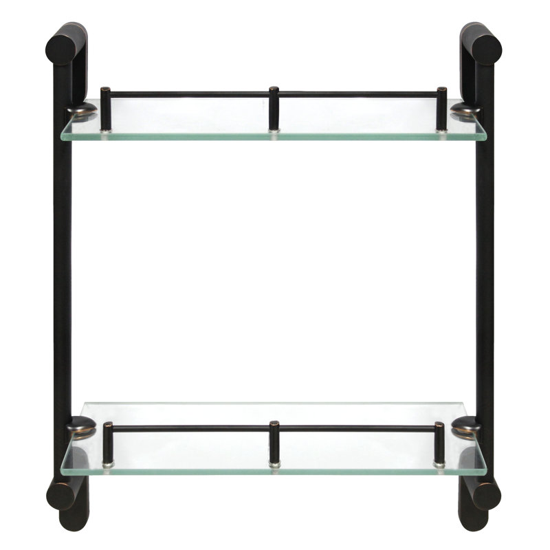 Étagère murale double en verre azahit, Bronze huilé
