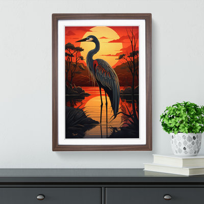 Heron Art Deco No.2 - Framed Print