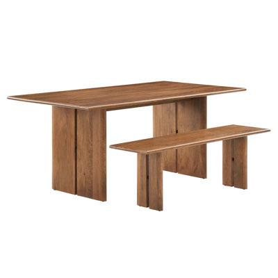 Amistad 72" Wood Dining Table And Bench Set In Walnut
