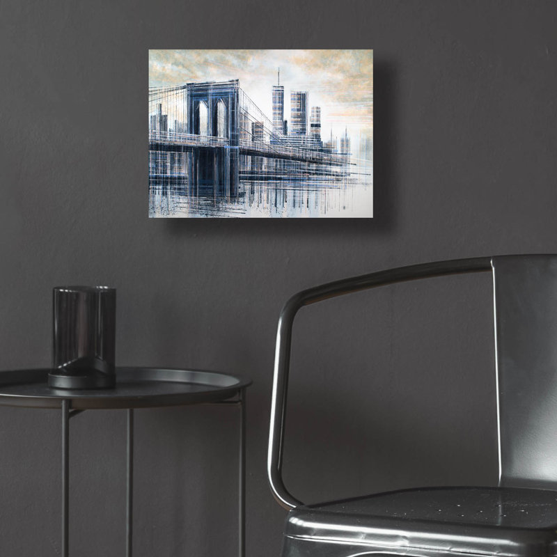 «The Manhattan Bridge At Sunset 1» par Marc Todd, art mural en verre acrylique, H 12 po x l 16 po x P 0,13 po