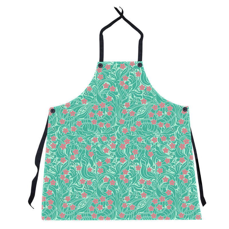 Floral Bib Apron, Green/Pink